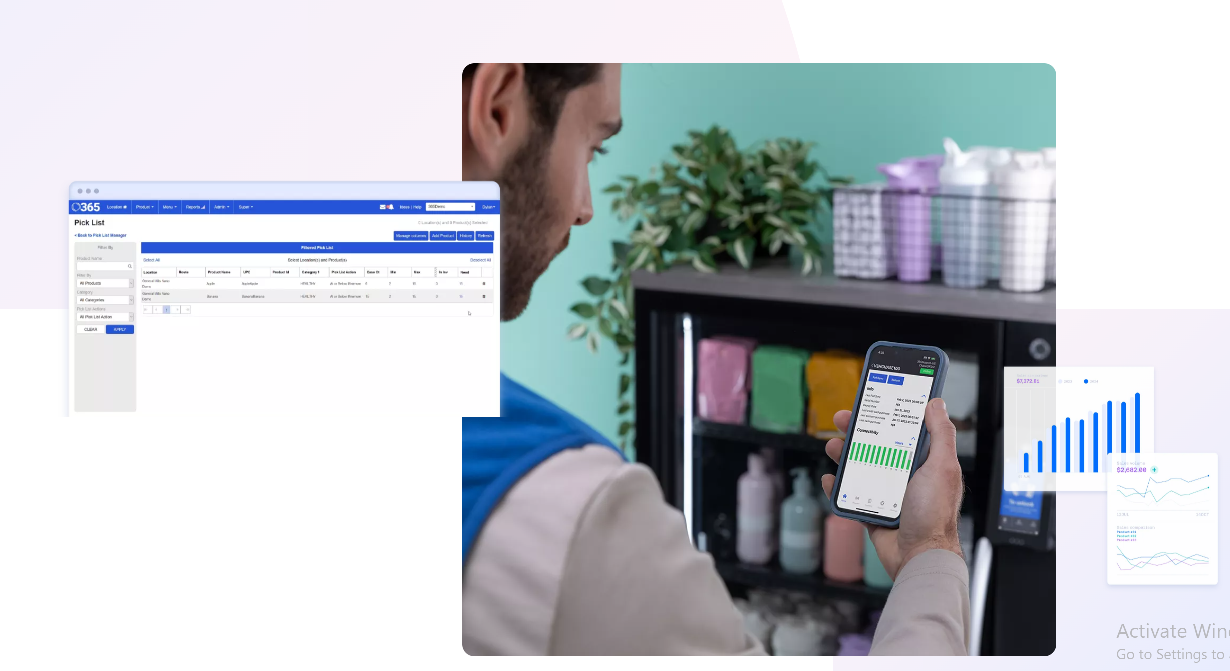 Operator app and machine monitoring interface